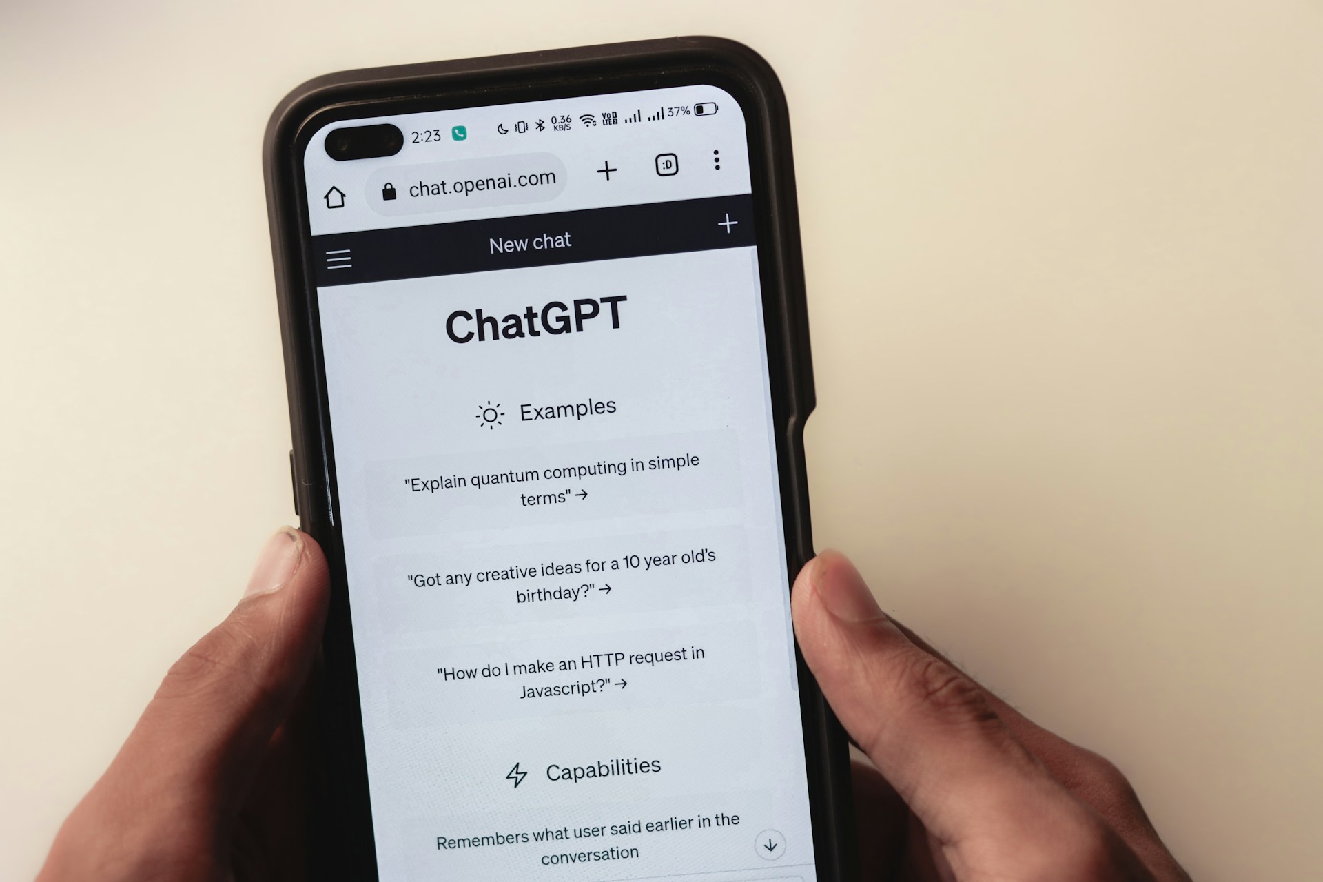 A phone screen showing Chat GPT